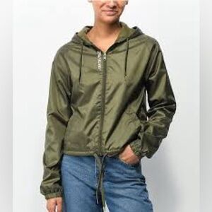 Santa Cruz Color Strip Embroidered Windbreaker Jacket Olive women’s size small